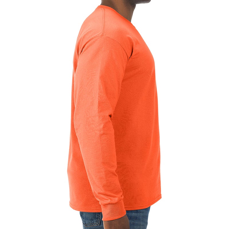 Jerzees Men's Dri-Power Cotton Blend Long Sleeve Tees, Moisture Wicking, Odor Protection, UPF 30+, Sizes S-3X, Safety Orange, X-Large - Image 2